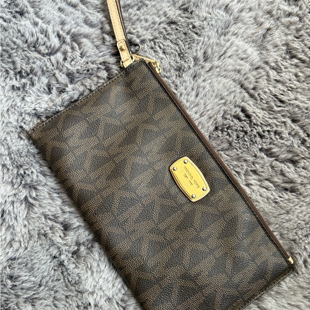Michael Kors Brown and Gold Wristlet